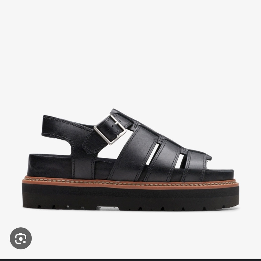Clarks Orianna Twist Black Leather Sandals